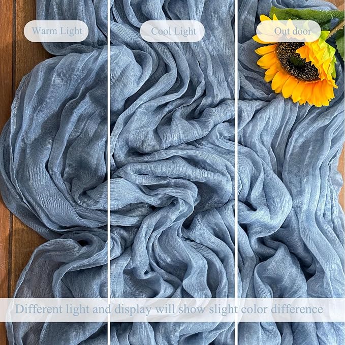 20Pack Dusty Blue Cheesecloth Table Runner 10Ft Gauze Table Runner | Blue - Image 5