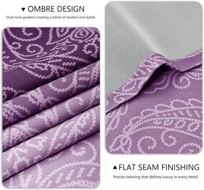 DWCN 100% Blackout Curtains for Bedroom 63 Inch Long- Double Layers Damask - Image 5