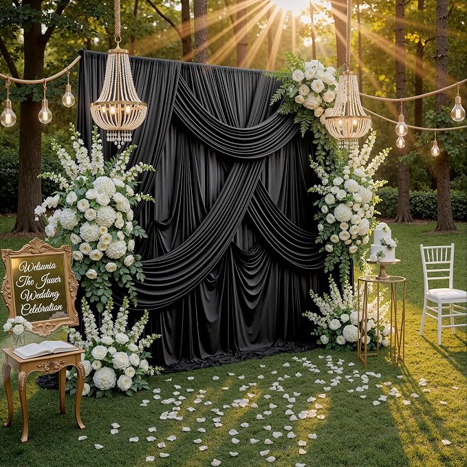 30ft x 10ft Wrinkle Free Black Backdrop Curtain - Image 9
