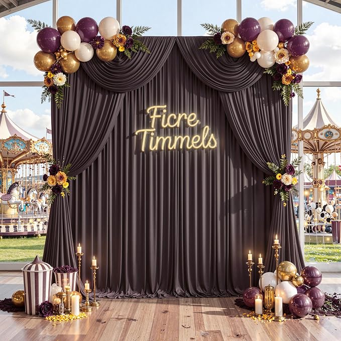 10 ft x 10 ft Wrinkle Free Brown Backdrop Curtain - Image 9