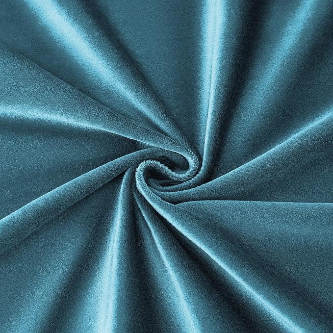 Velvet Peacock Blue Blackout Curtains 120 inch Length - Image 8