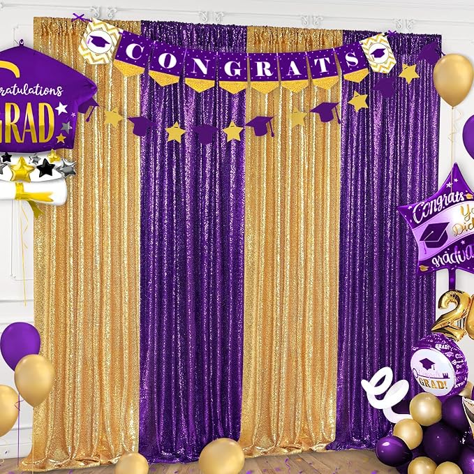 Purple Sequin Backdrop 2 Panels 2FTx8FT Glitter Halloween Party Backdrop | - Image 7