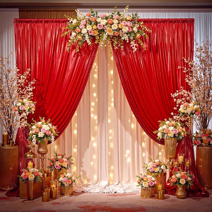 50x10ft Shimmer Red Sequin Backdrop Curtain - Image 5