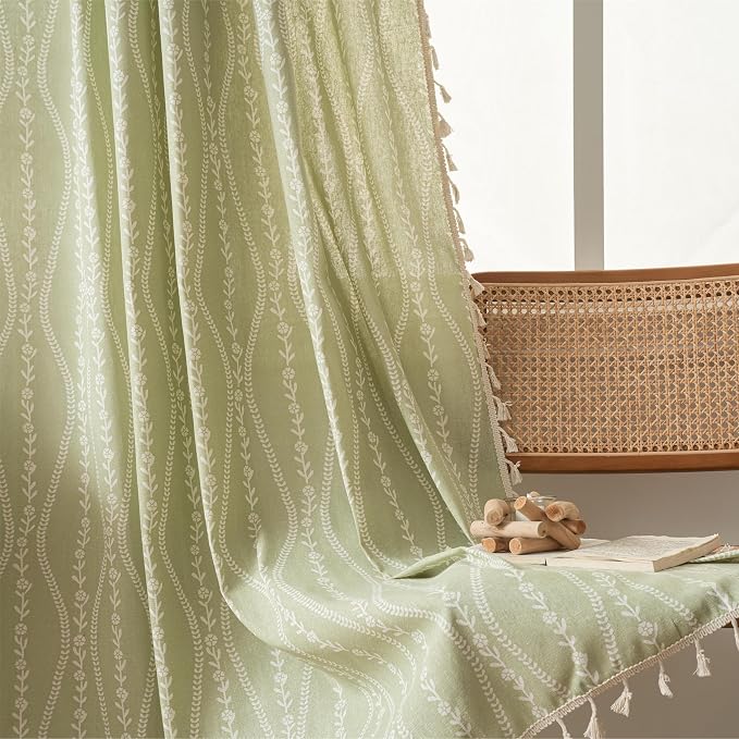 Sutuo Home Green Boho Curtains 84 Inches Long by SutuoHome