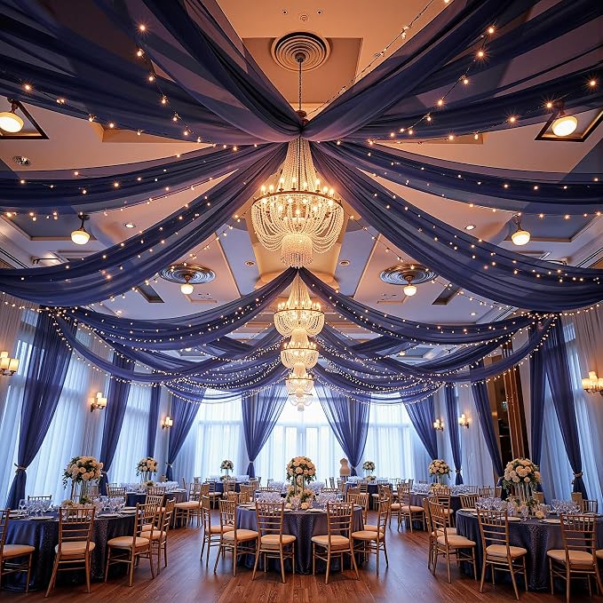 6 Panels Dark Blue Ceiling Curtains - Image 5
