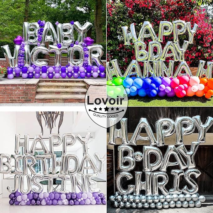 Lovoir 40 Inch Large Silver Letter B Balloons Big Size Jumbo Mylar Foil Helium - Image 6
