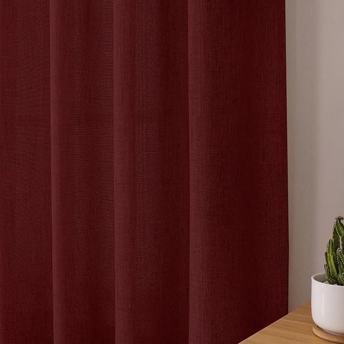 Tollpiz Linen Tier Curtains Rod Pocket Semi Sheer Short Kitchen Curtain Half - Image 8