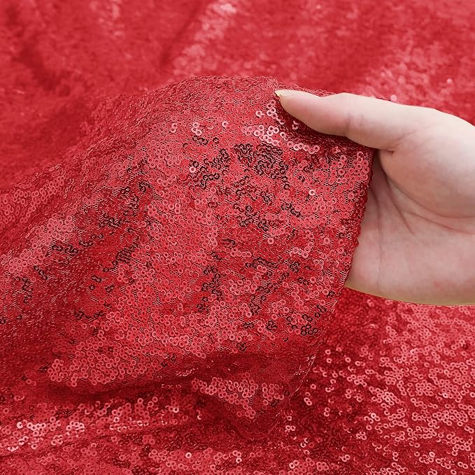 Sugargirl Red Sequin Backdrop Curtain 4FTx8FT Glitter Red Background Drapes - Image 6