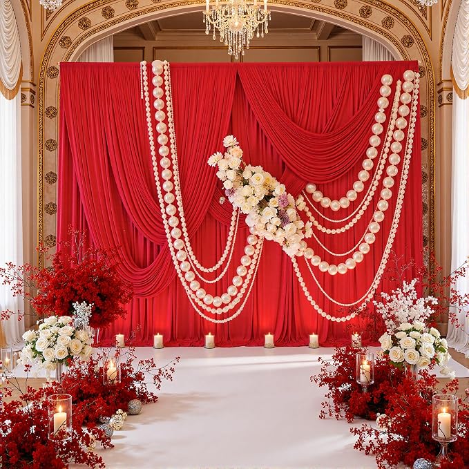 20ft x 10ft Wrinkle Free Red Backdrop Curtains by ENJOYYOURPARTY