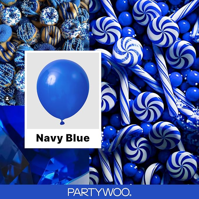 PartyWoo Royal Blue Balloons 50pcs Dark Blue Latex Helium Balloons 12 Inch | - Image 2