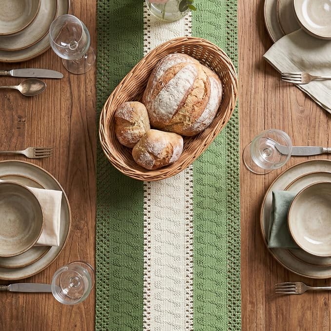Artoid Mode Sage Beige Green Farmhouse Rustic Table Runner 12x60 Inch | Holiday - Image 2