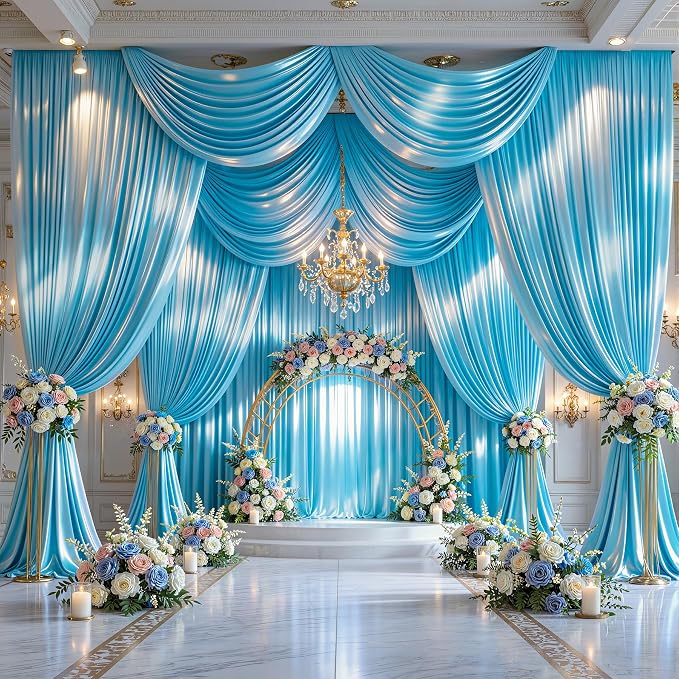 40x10ft Sky Blue Glitter Backdrop Curtain - Image 3