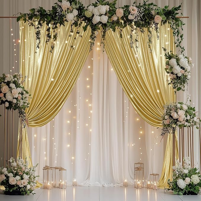 Outpain 10x10ft Gold Sequin Backdrop Curtains, Wrinkle Free Glitter Backdrop - Image 8