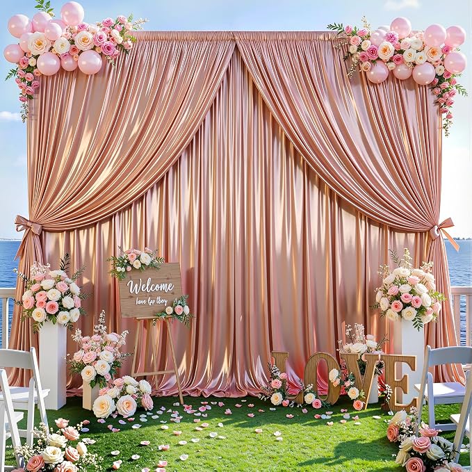 10x10 ft Rose Gold Glitter Backdrop Curtain - Image 6