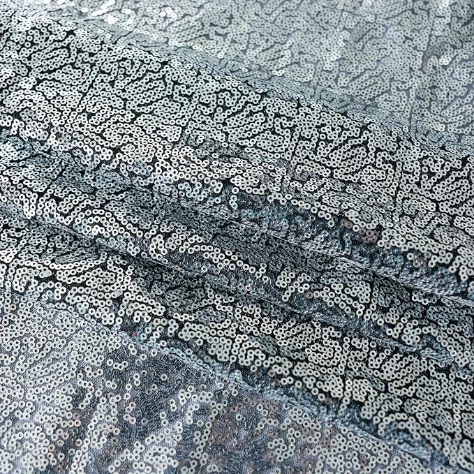 Sugargirl Black Silver Sequin Backdrop Curtain 2 Panels 2FTx8FT Glitter Black - Image 8