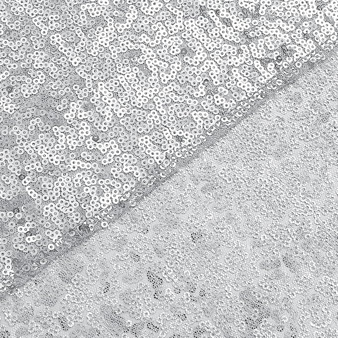 Sugargirl Silver Sequin Backdrop Curtain 3 Panels 2FTx8FT Glitter Silver - Image 8