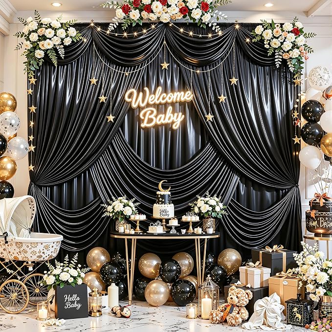40x10ft Black Glitter Backdrop Curtain - Image 6