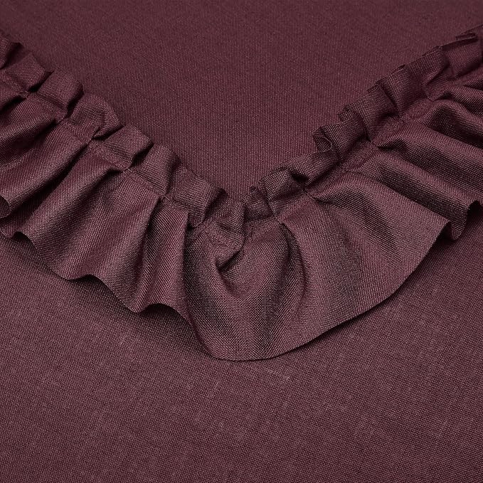Burgundy Farmhouse Curtains for Bedroom Boho Chic 58 x 84 Inch, 2 Panels | Rod - Image 6