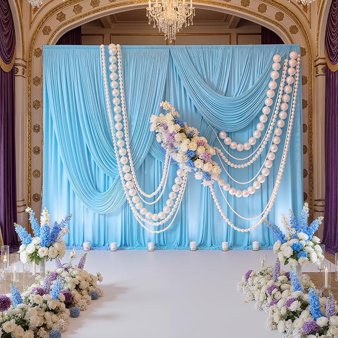 40ftx10ft Wrinkle Free Baby Blue Backdrop Curtains - Image 3