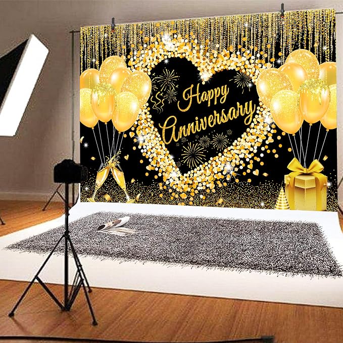 7x5 ft Floral Anniversary Backdrop Banner - Image 5