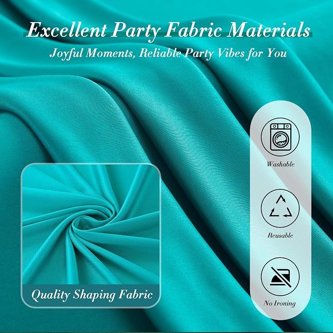 10 ft x 40 ft WWrinkle Free Turquoise Backdrop Curtain - Image 4