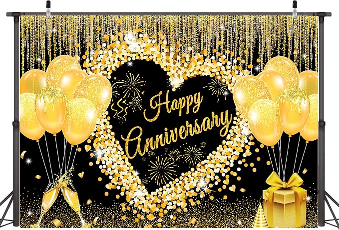 6X4 ft Floral Anniversary Backdrop Banner by Unknown