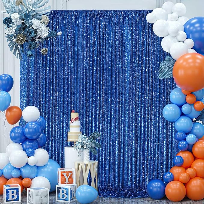 Royal Blue Sequin Backdrop Glitter Curtain - Image 3