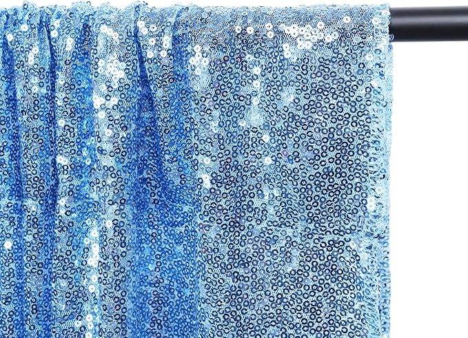 Poise3EHome Baby Blue Sequin Backdrop Curtain, 8FT x 10FT Sequin Photography - Image 8
