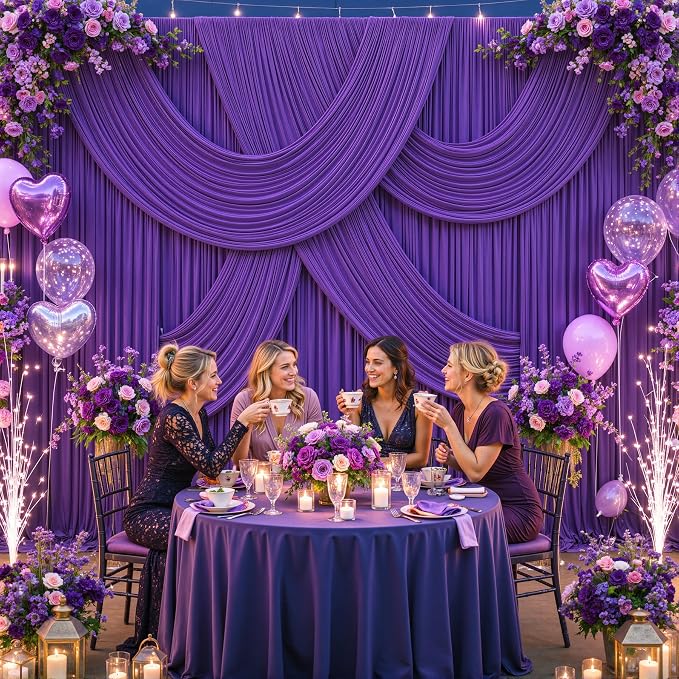 4 Panels Purple Backdrop Curtains - Image 3