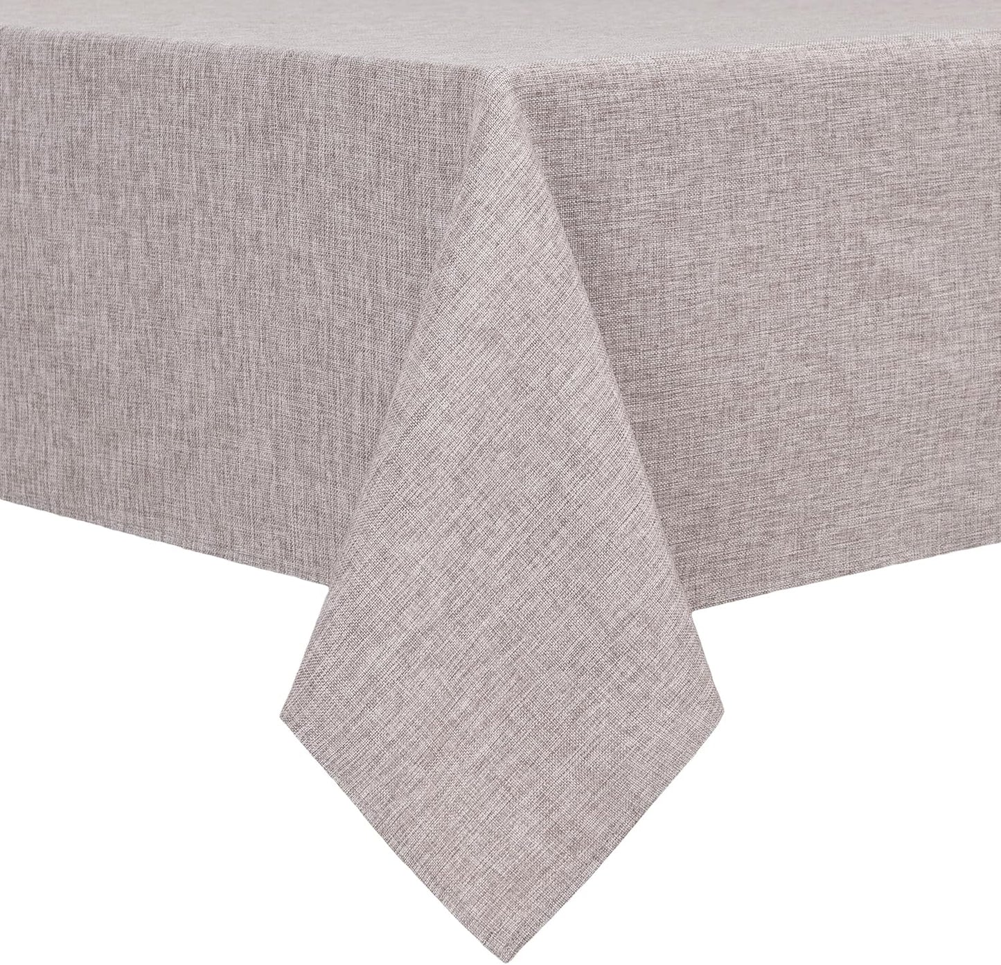 Hiasan Faux Linen Rectangle Tablecloth - Wrinkle and Stain Resistant Washable Table Cloth for Kitchen Dining Room Holiday Table Cover for Party Dinner, Stone, 52 x 70 Inch