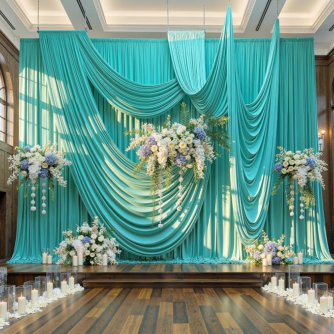 20x12 ft Turquoise Backdrop Curtains - Image 7