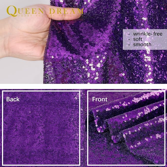 7ft x 7ft Purple Sequin Backdrop Glitter Curtains Photo Background | Sequin - Image 7