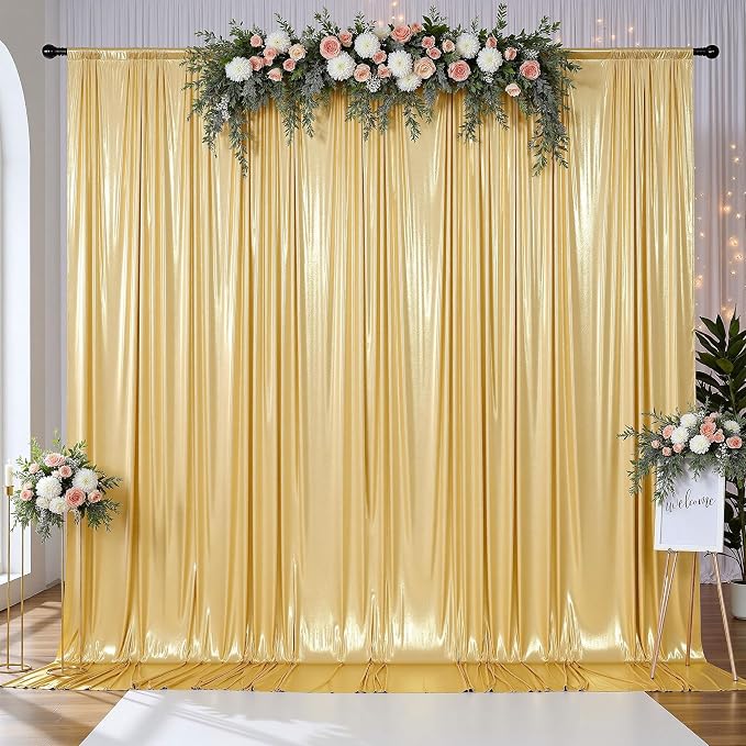 20x12ft Glitter Gold Backdrop Curtains, Sequin Curtains Wrinkle Free Polyester - Image 8