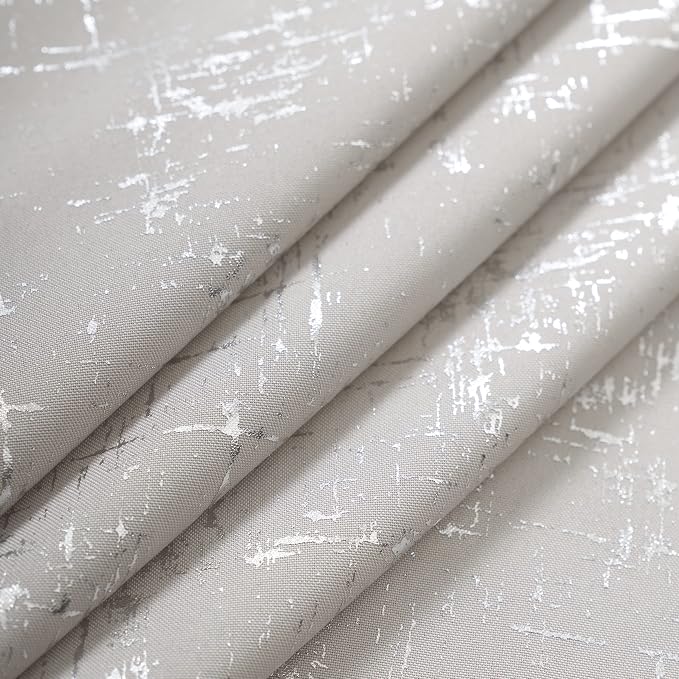 Taisier Home Silver Foil Print Linen Textured Curtains Geometric Dots Pattern - Image 5