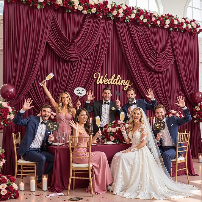 4 Panels Burgundy Backdrop Curtains - Image 2