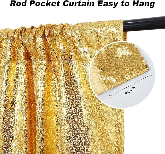 Gold Sequin Backdrop 20FTx10FT NO See-Through Photobooth Backdrop Curtains - Image 3