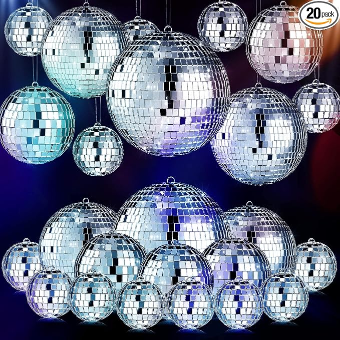 MTLEE 20 Pcs Disco Balls Decoration Mirror Disco Ball Assorted Silver Mini by MTLEE
