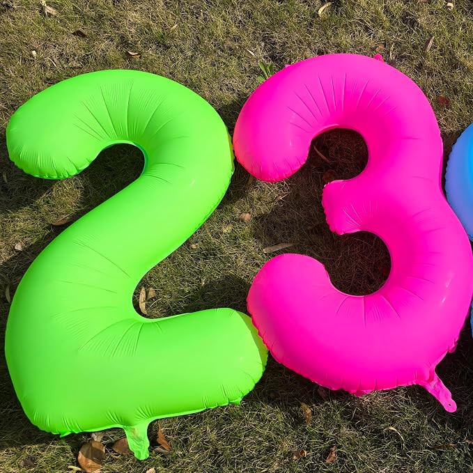 40 in Fluorescent Pink Birthday Balloon Number 3 Pink Fluorescent Number 3 | - Image 5