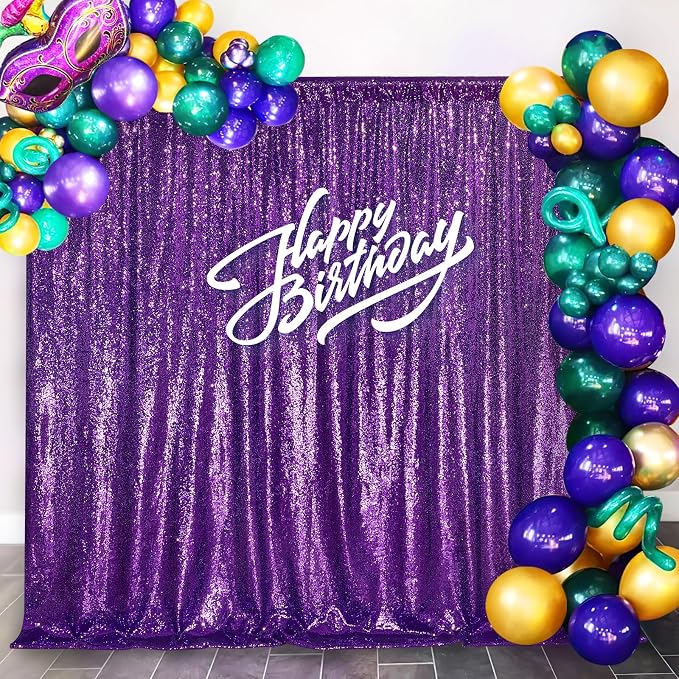 Purple Sequin Backdrop 8ft x 8ft Glitter Party Backdrop Curtains | Glitter - Image 6