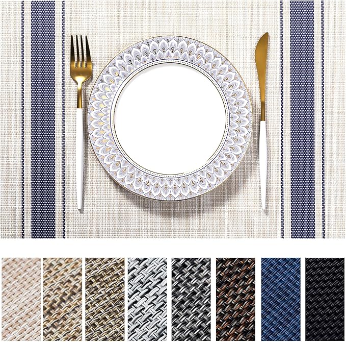 LEXMORE Placemats Set of 8 Vinyl/Plastic Woven Place Mats by lexmore