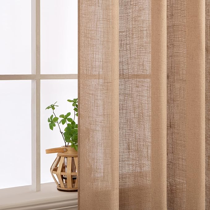 MIULEE Brown Linen Curtains 52x90 Inches Long - Image 5