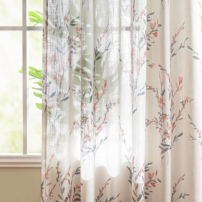 MYSKY HOME Sheer Linen Curtains 45 inch Long - Image 2
