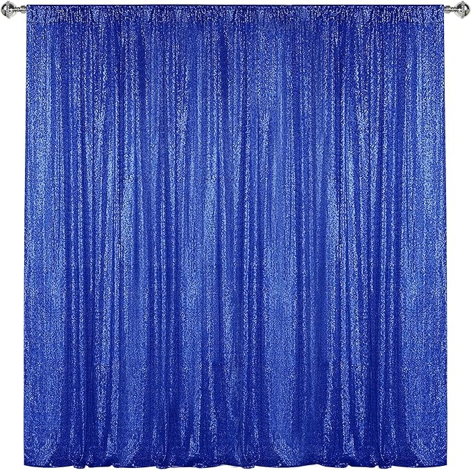 Sugargirl Royal Blue Sequin Backdrop Curtain 7FTx7FT Glitter Royal Blue by Sugargirl