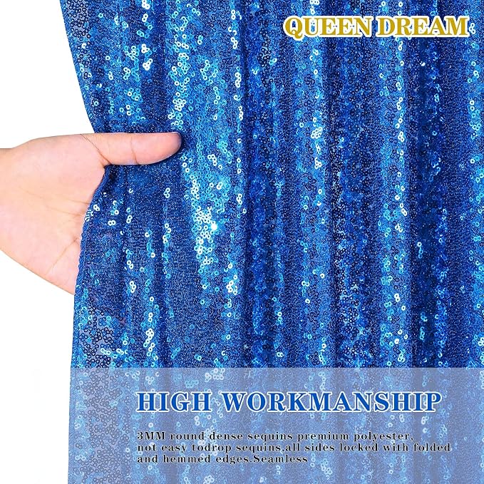 Royal Blue Backdrop Curtain Panels 2 Pieces 2ftx8ft Sequin Party Background | - Image 5