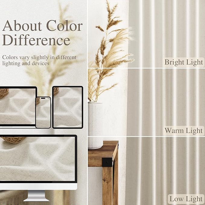 Mousse White Linen Curtains 84 Inches Long - Image 3