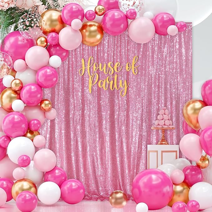 Blush Pink Sequin Backdrop Glitter Backdrop Curtains 7ft x 7ft Glitter - Image 2
