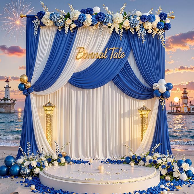 10ft x 8ft Wrinkle Free Royal Blue Backdrop Curtains - Image 7