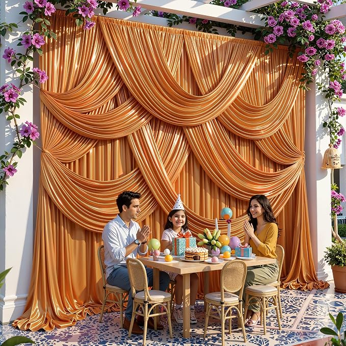 30x10ft Rust Orange Glitter Backdrop Curtain - Image 6