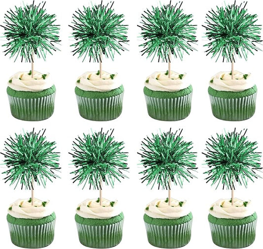 40 PCS Foil Firework Cupcake Toppers Green Sparkler Cupcake Picks Sparkle by ZHUOWEISM