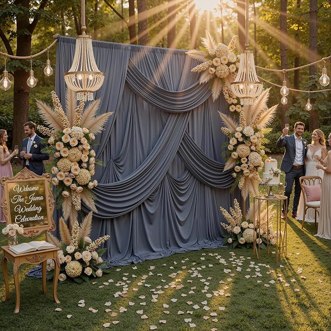 20ft x 10ft Wrinkle Free Charcoal Backdrop Curtain - Image 7